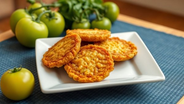 Keto fried green tomatoes on a plate for weight loss diet.