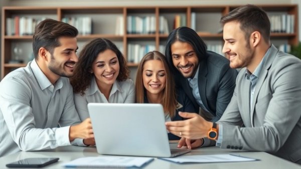 Team planning social media marketing agency strategy for companies, collaboration in office.