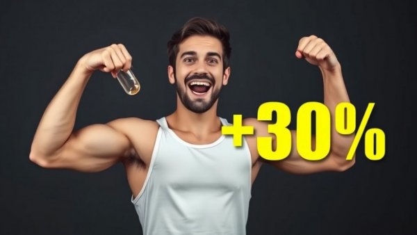 Man flexes bicep with supplement for weight loss fitness tips.
