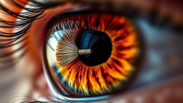 Intricate eye close-up showcasing detailed iris patterns.