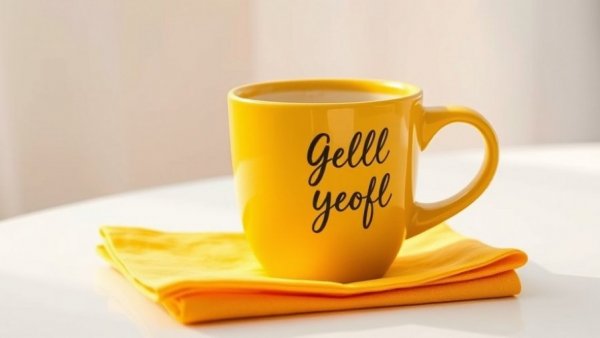 Bright yellow coffee cup and napkin from Best specialty coffee shops near me