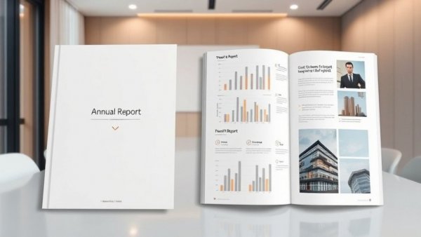 InDesign annual report layout with modern design and structured format.