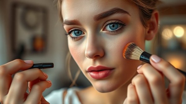 Quick makeup routine for acne coverage with brush application.