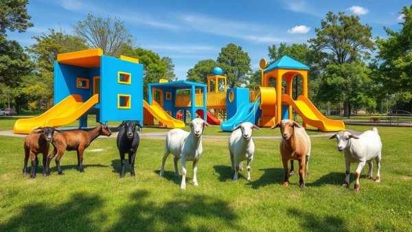 Modern goat play area at Liberty Science Center