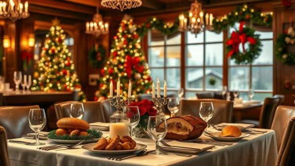 Elegant holiday feast in fine dining setting boosting holiday revenue.