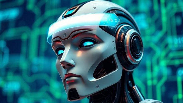 AI in Paid Search Advertising depicted with futuristic robot and search bar