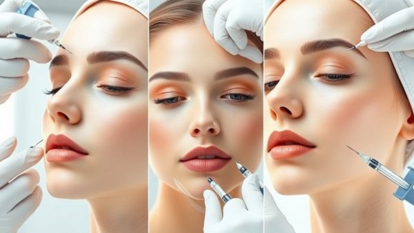 Collage of in-demand aesthetic procedures 2025, featuring facial treatments.