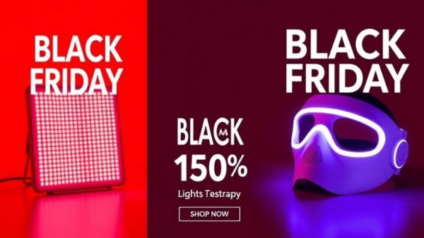 Red light therapy devices Black Friday deals display.