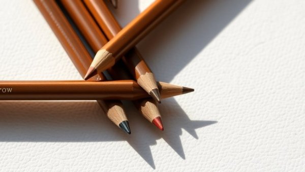 Elegant byfrow pigment pencils on textured white surface.