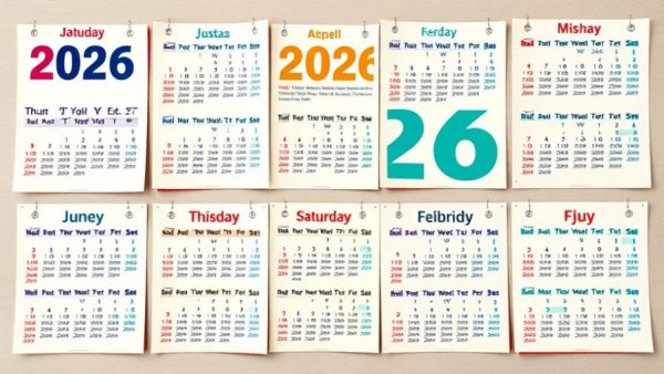 Vibrant 2026 calendar template with colorful monthly designs.