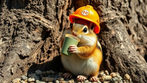 Charming chipmunk in construction gear, YouTube generative AI features.