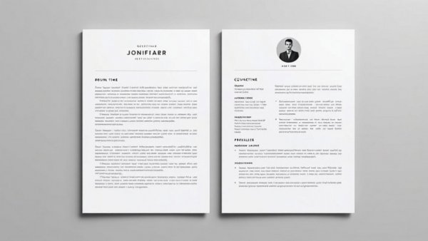 Minimalistic professional resume and cover letter design on gray background.