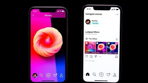 Instagram public stories sharing interface on smartphones, lollipop filters.