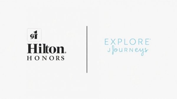 Hilton Honors and Explore Journeys logos, minimalistic design