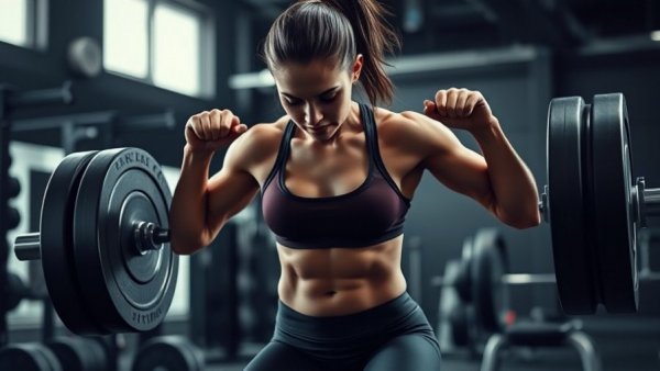 Athletic woman performing deadlift in gym for inner thigh workouts.