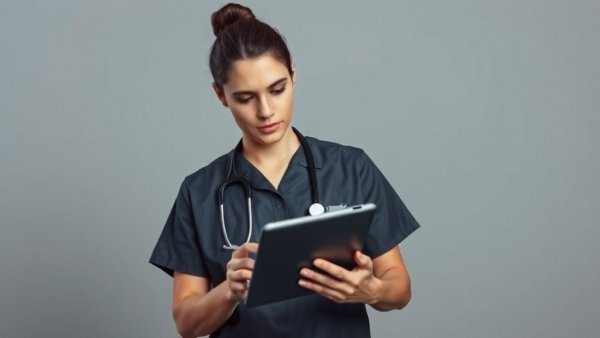 Professional managing medication for medspas using a digital tablet.