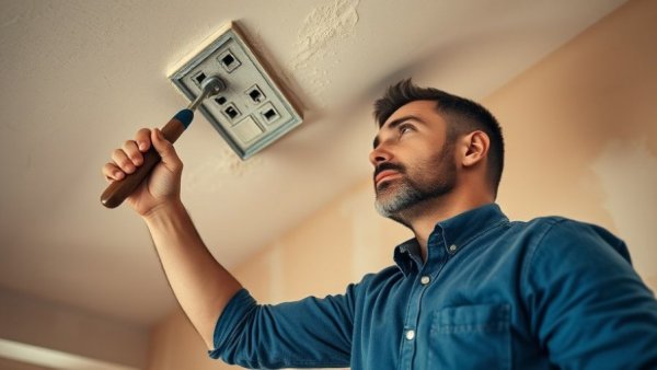 Man using plastering techniques on a ceiling - Plastering Techniques for Beginners.