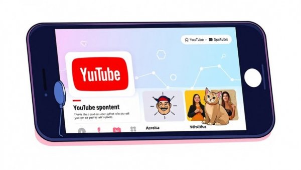 Illustration of YouTube sponsored content partnerships on a smartphone.