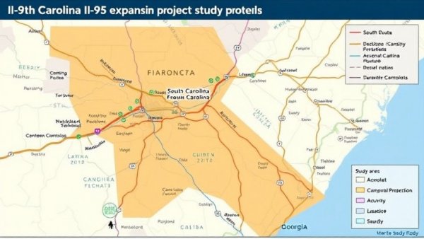 Map of SCDOT I-95 expansion project in South Carolina and Georgia.
