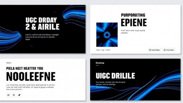 Minimalistic social media header designs in blue and black theme.