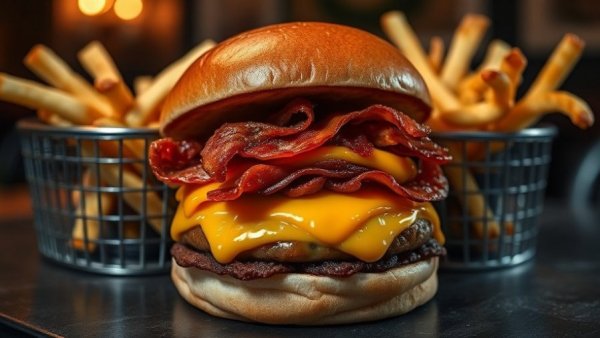 Delicious burger with fries at best burger bar near me.