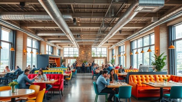 Modern dining area with colorful furniture for best dining experiences