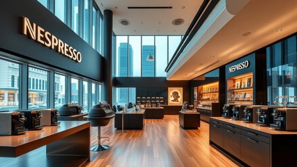 Interior of Nespresso Flagship Store New York with sleek design.