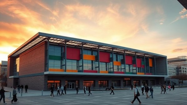 Winston-Salem Amphitheater Project exterior at sunset.