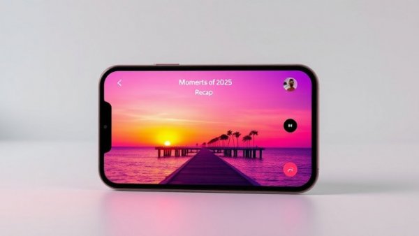 TikTok Year in Review template; 'Moments of 2025' sunset scene.