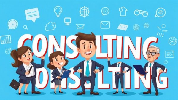 Cartoon illustration of consulting team focusing on strategy and analysis, Reputation Consulting for Businesses.