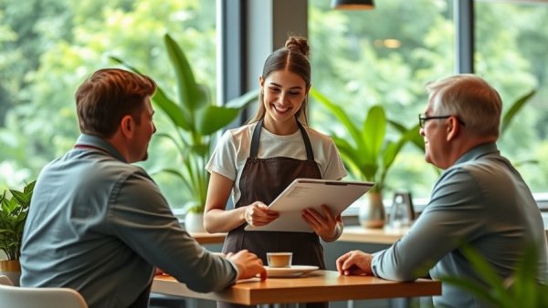 Heads-up hospitality interaction in a modern cafe environment