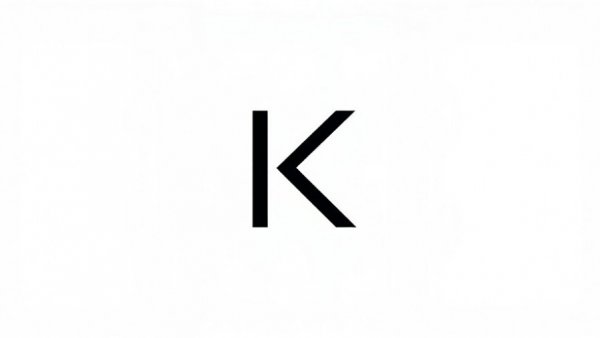 Minimalist letter K on white background.