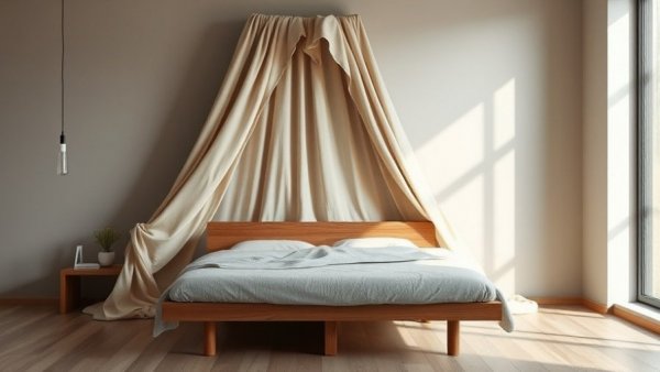 Minimalist DIY headboard hack in a simple bedroom setup.