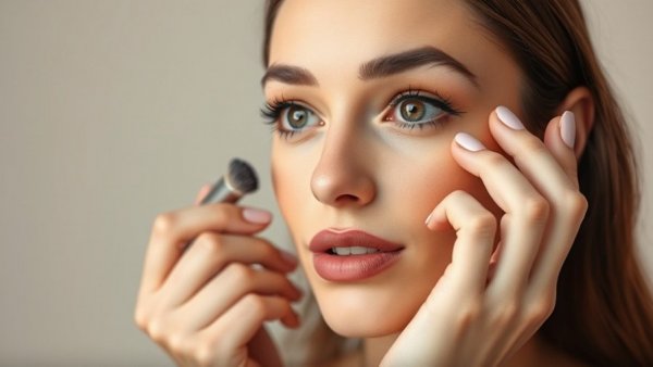 Confident woman explaining makeup tips for beginners.