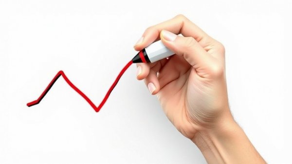Cartoon illustrating financial decline, hand drawing graph.