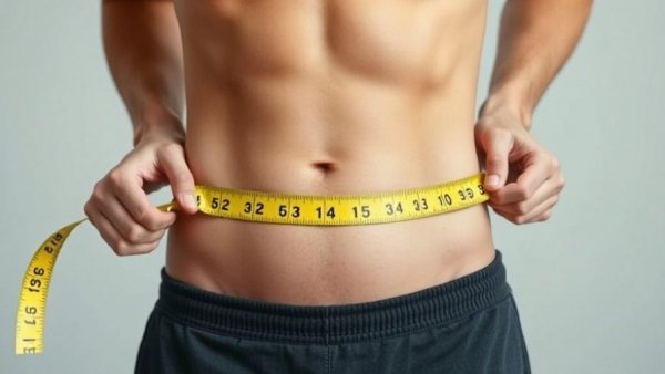 Person measuring waist with yellow tape, professional diet and nutrition advice.