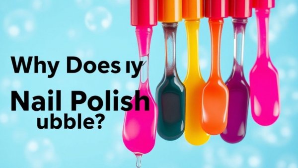 Nail polish bubbling visual with brushes and bubbles.