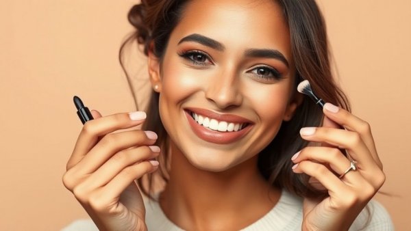 Best makeup tutorials for beginners: smiling woman explaining beauty tips.