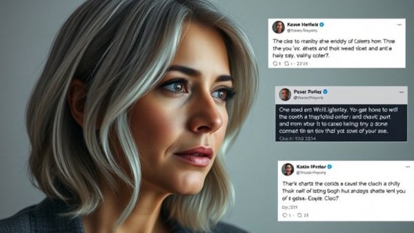 Thoughtful woman reads comments, best makeup tips for women over 40.