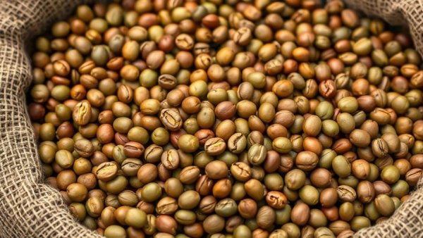 Burlap sack of unroasted green coffee beans for specialty green coffee trading.