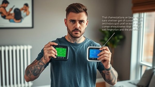 Boost Your Radiators tips shown by a man with thermal devices.