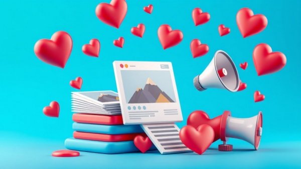 3D illustration of digital PR tools for restaurants with social media icons.