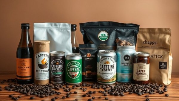 Assorted caffeine-conscious coffee brands products on wooden surface.