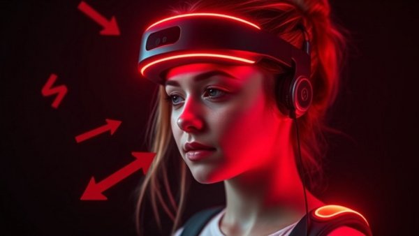 Red light therapy headband and belt in use, enhancing cognitive function.