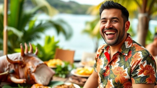 Hawaiian food tour in Maui featuring a luau feast.