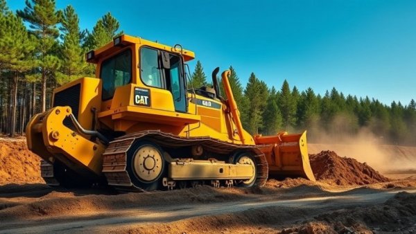 U.S. 33 Expansion Project bulldozer clearing site under blue sky.