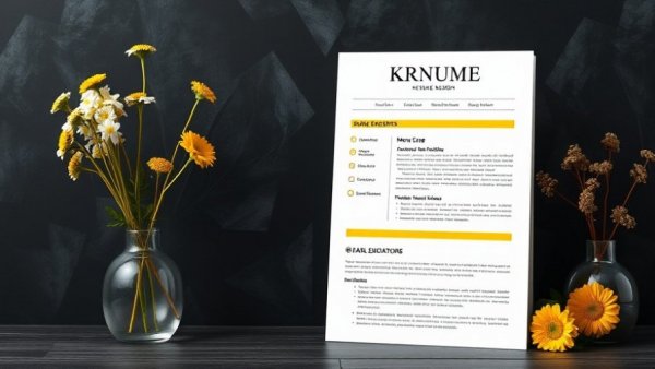 Modern resume design with yellow accents on a dark background.