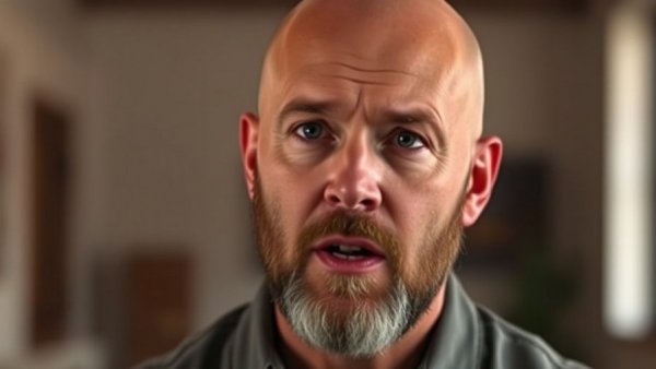 Man discusses red light therapy for skin indoors.