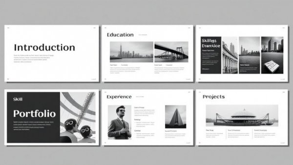 Minimalist portfolio presentation slides from Adobe InDesign templates