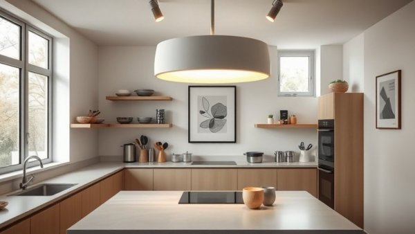 Modern kitchen interior with minimalist design and natural light in home extension construction.